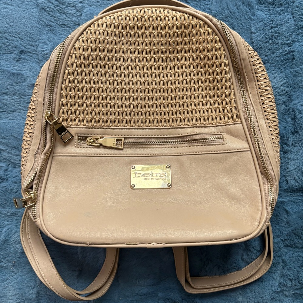 Bebe dusty pink woven backpack
